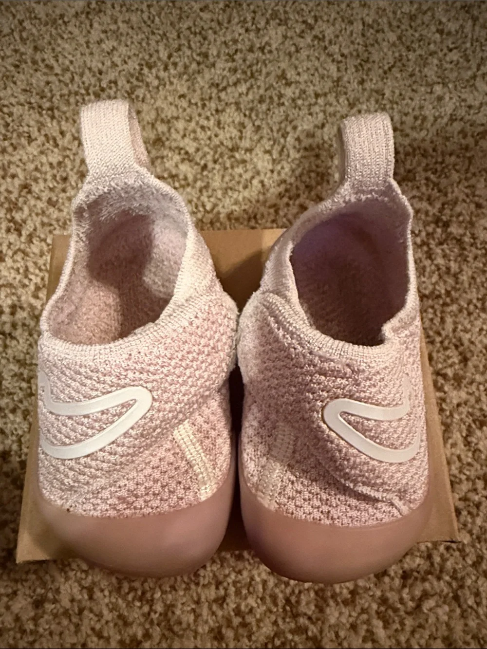 Nike Baby Pink Knit Slip-On Walker Shoes